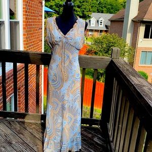 Vintage Karen Kane LifeStyle Blue Paisley Maxi Sundress